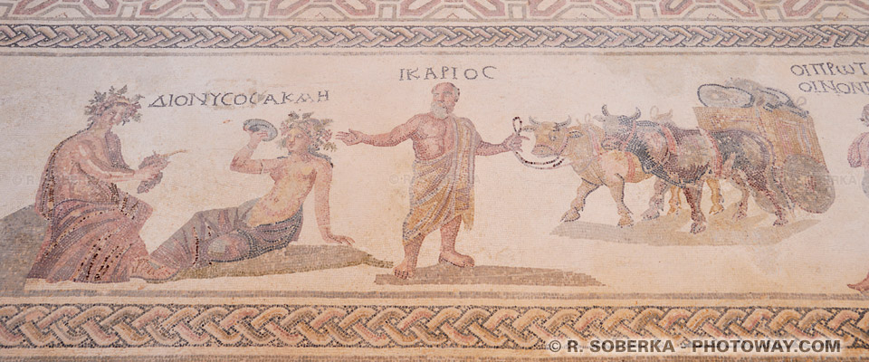 Mosaic of King Icarios as a wine merchant