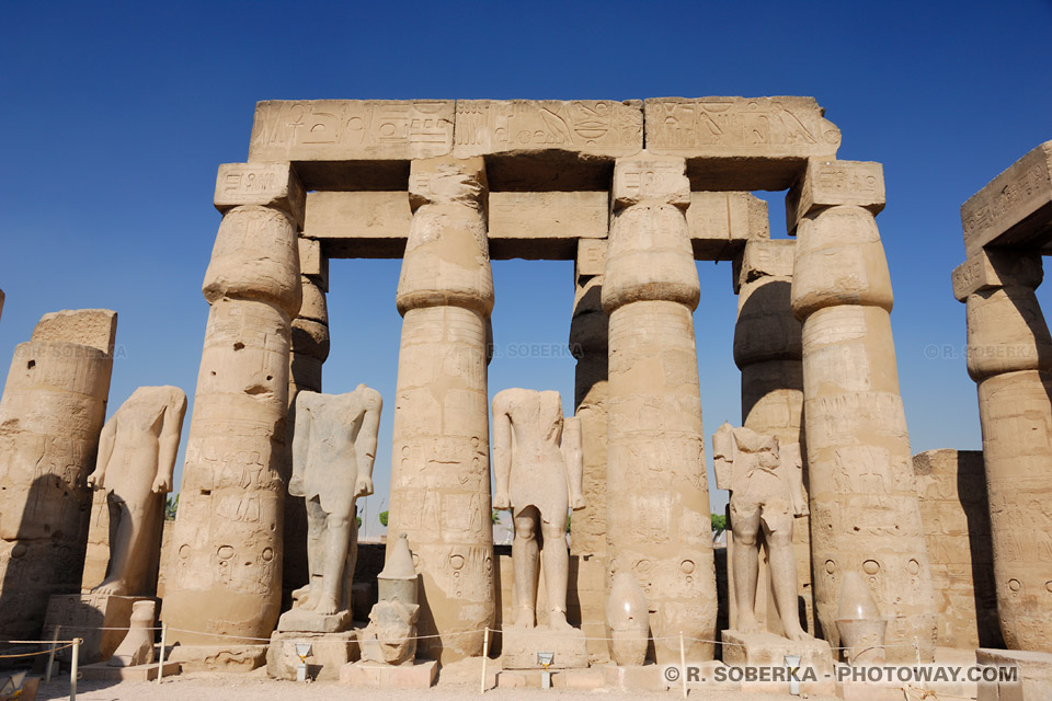 Luxor Temple courtyard statues