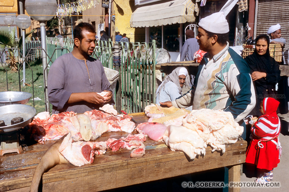 open-air butcher shop in Luxor