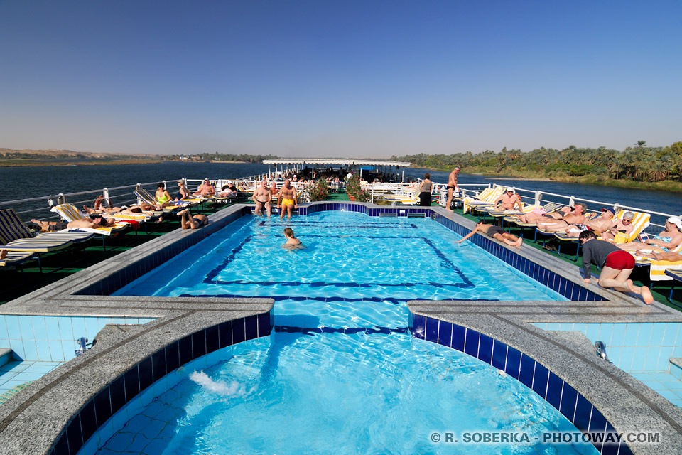 swimming pool on ship in Nile Cruise in Egypt