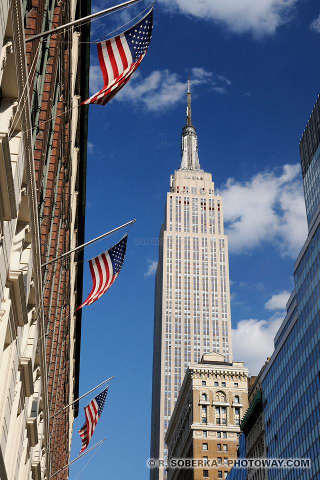 Empire State Building and American Flags