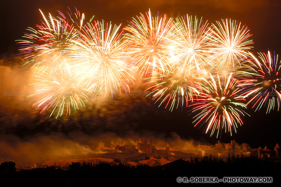 Fireworks over Carcassonne castle 