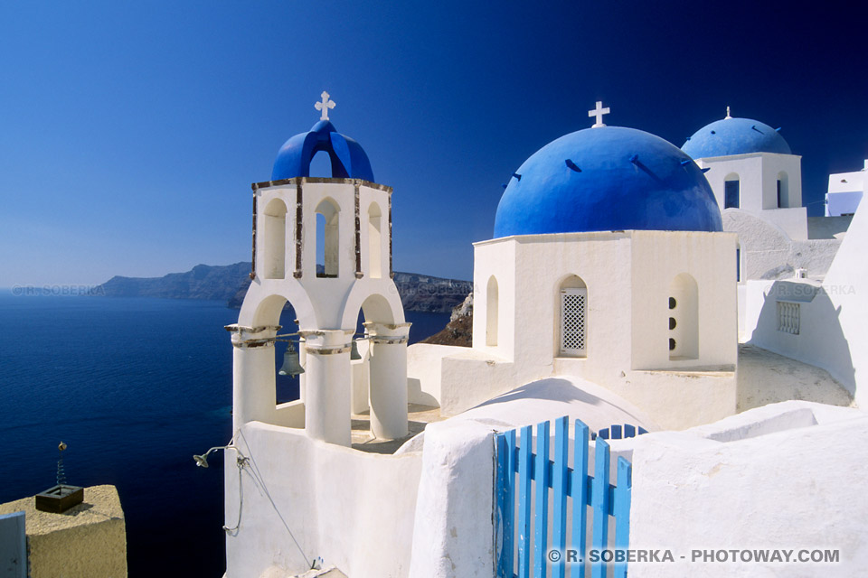 Blue and White Churches on the Island of Santorini