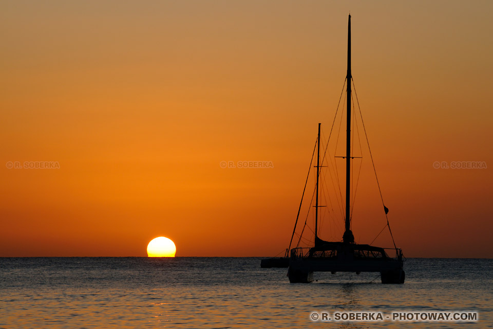 Sunset and Catamaran